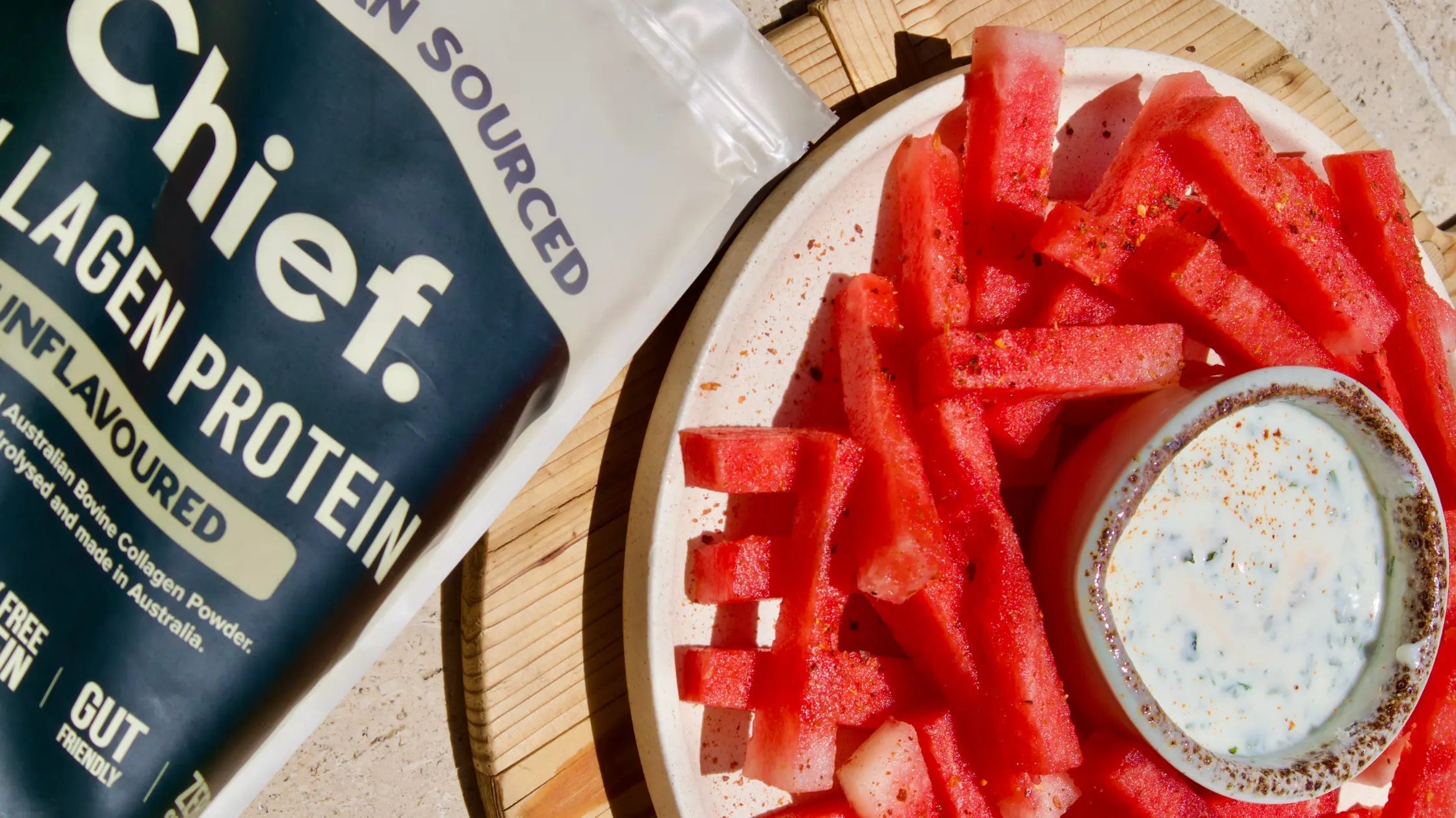 Watermelon-Fries-with-Feta-Collagen-Dipping-Sauce Chief Nutrition