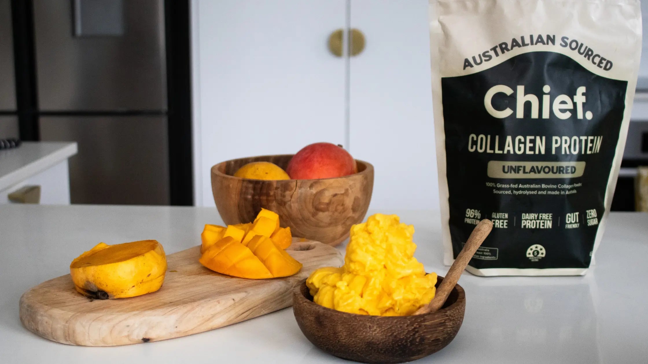 2-minute Mango Collagen Sorbet - Chief Nutrition