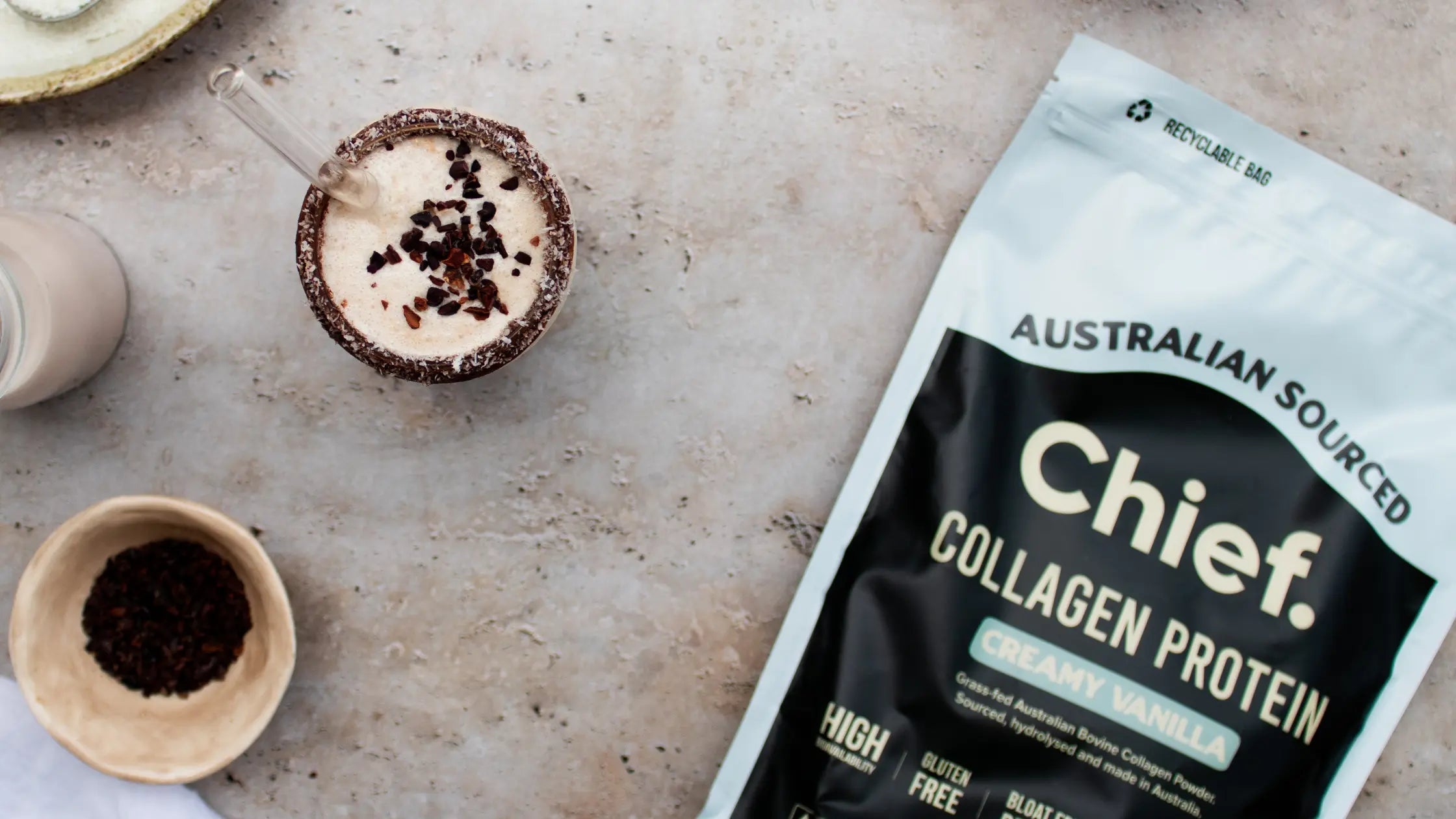 Lamington Collagen Smoothie - Chief Nutrition