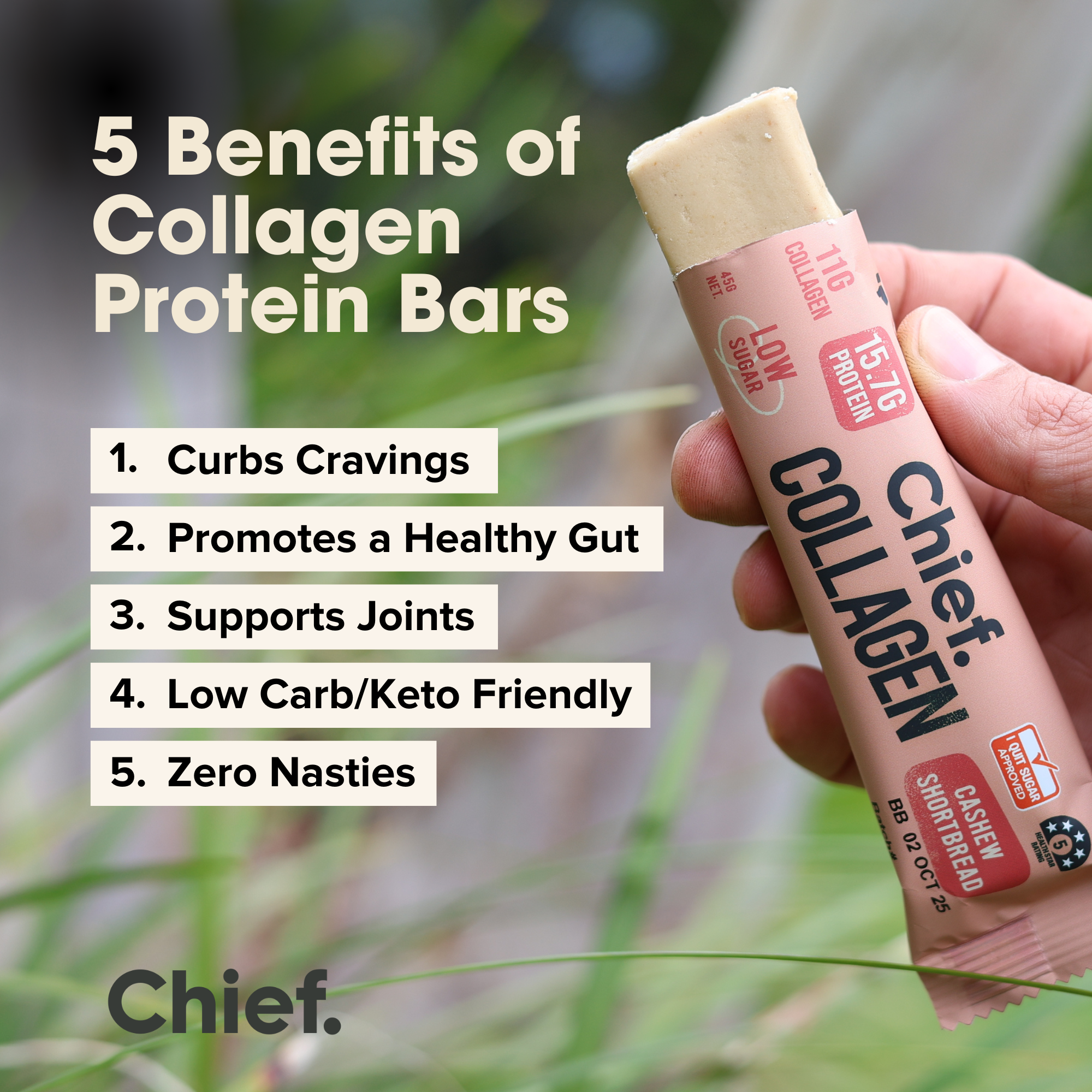 Collagen Protein Bar - Cashew Shortbread (12 bars)