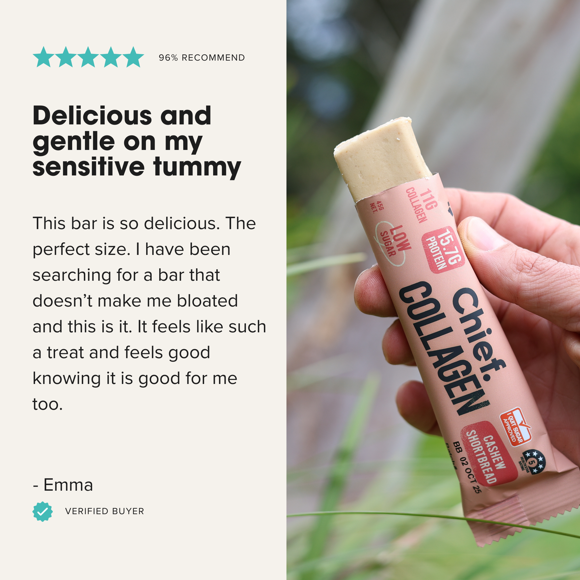 Collagen Protein Bar - Cashew Shortbread (12 bars)