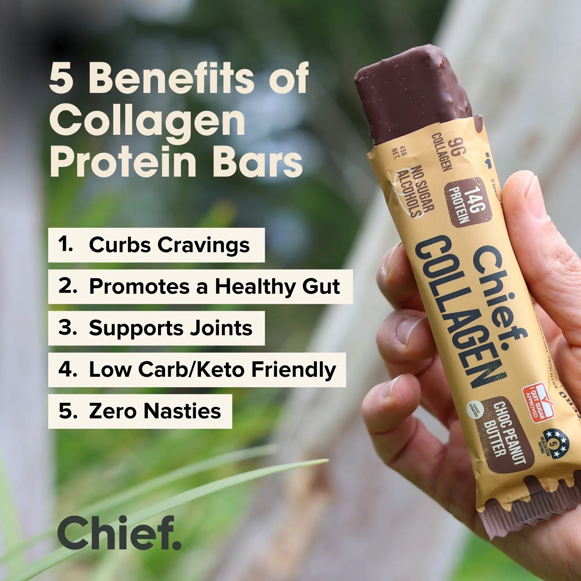 Collagen Protein Bar - Choc Peanut Butter (12 bars) Collagen Bar Chief Nutrition