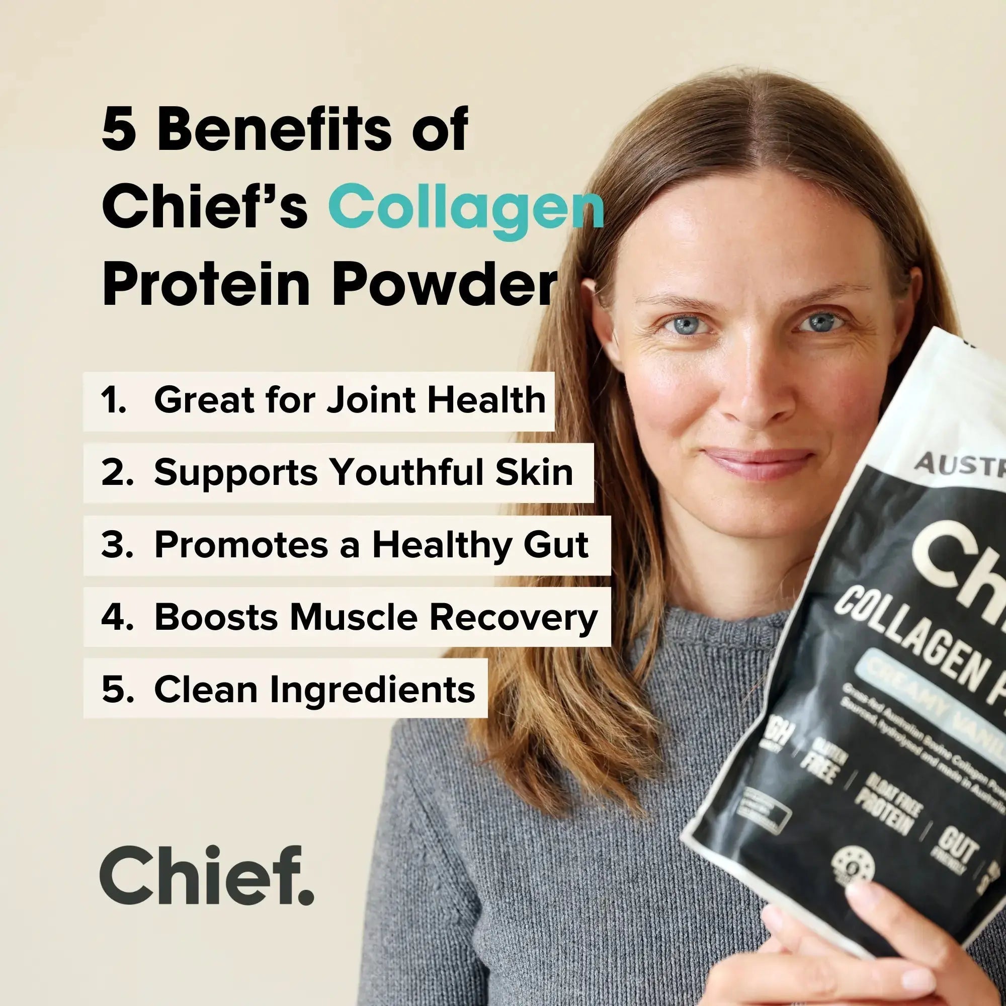 Collagen Protein Powder - Creamy Vanilla (30 serves) Supplements Chief Nutrition