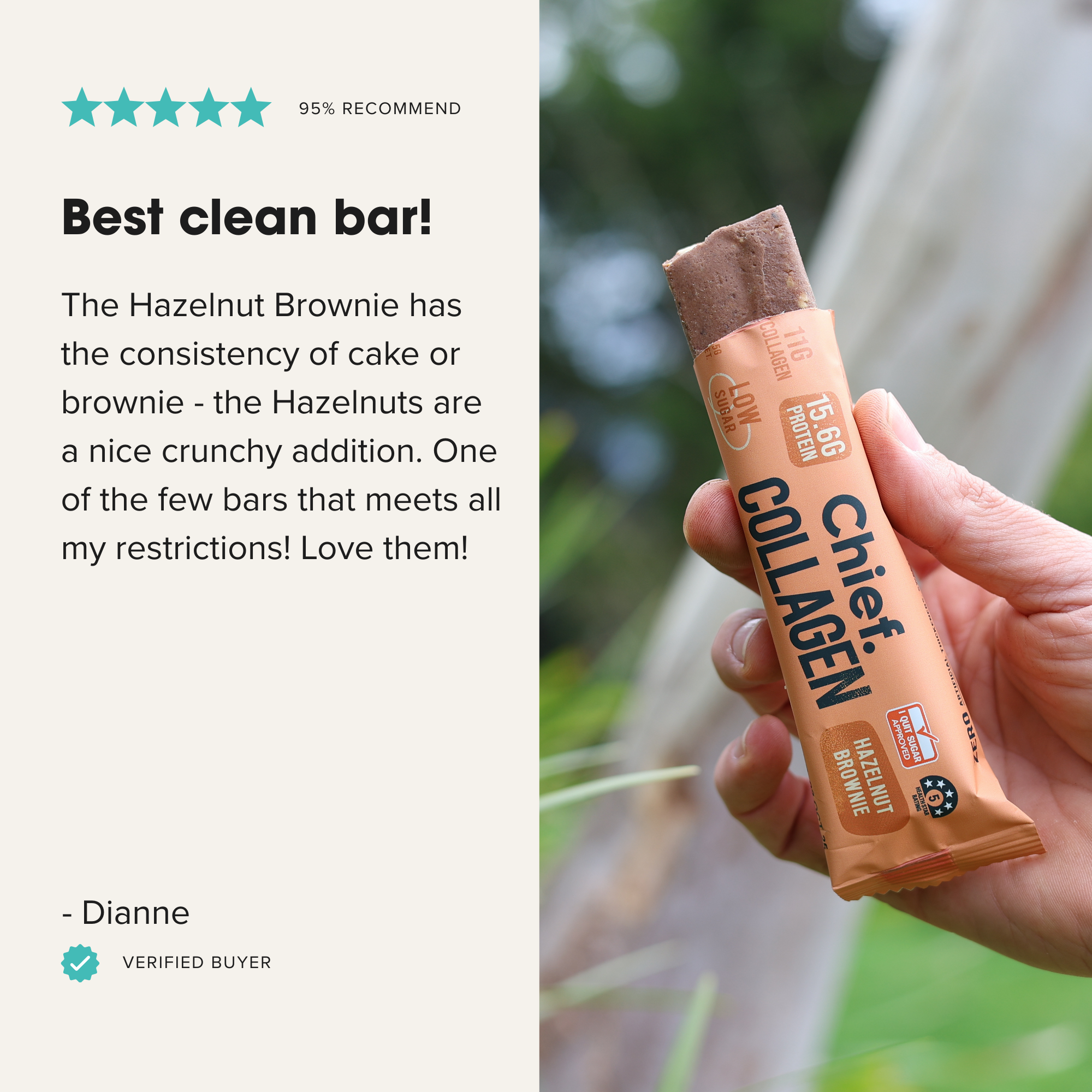 Collagen Protein Bar - Hazelnut Brownie (12 bars)