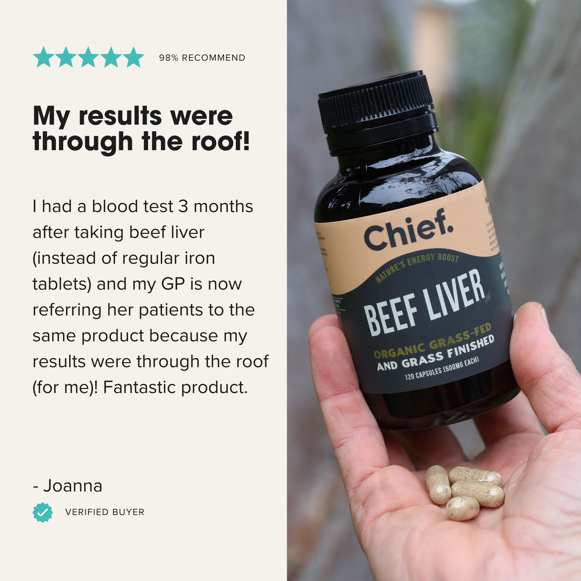 Organic Beef Liver Supplement (120 Capsules)