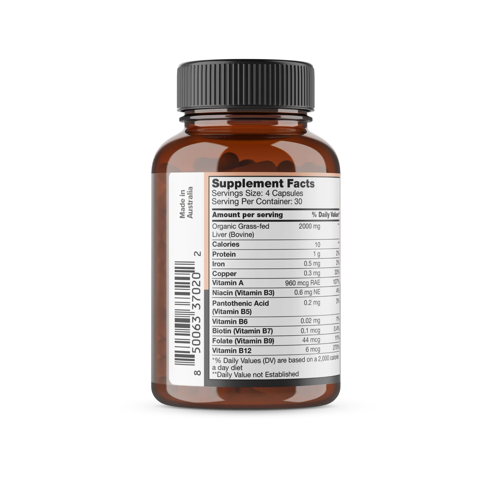 Organic Beef Liver Supplement (120 Capsules)