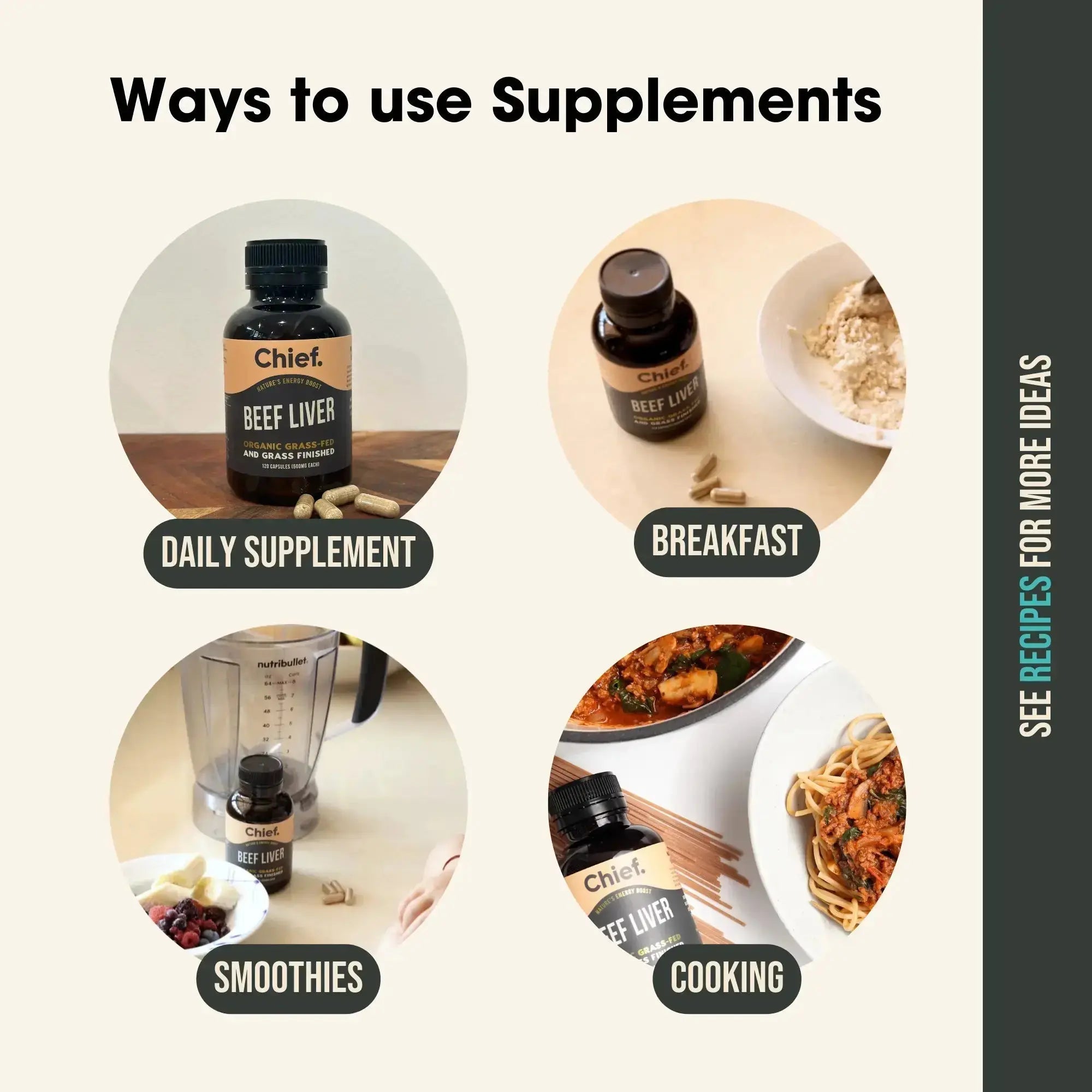 Organic Beef Liver Supplement (120 Capsules) Supplements Chief Nutrition