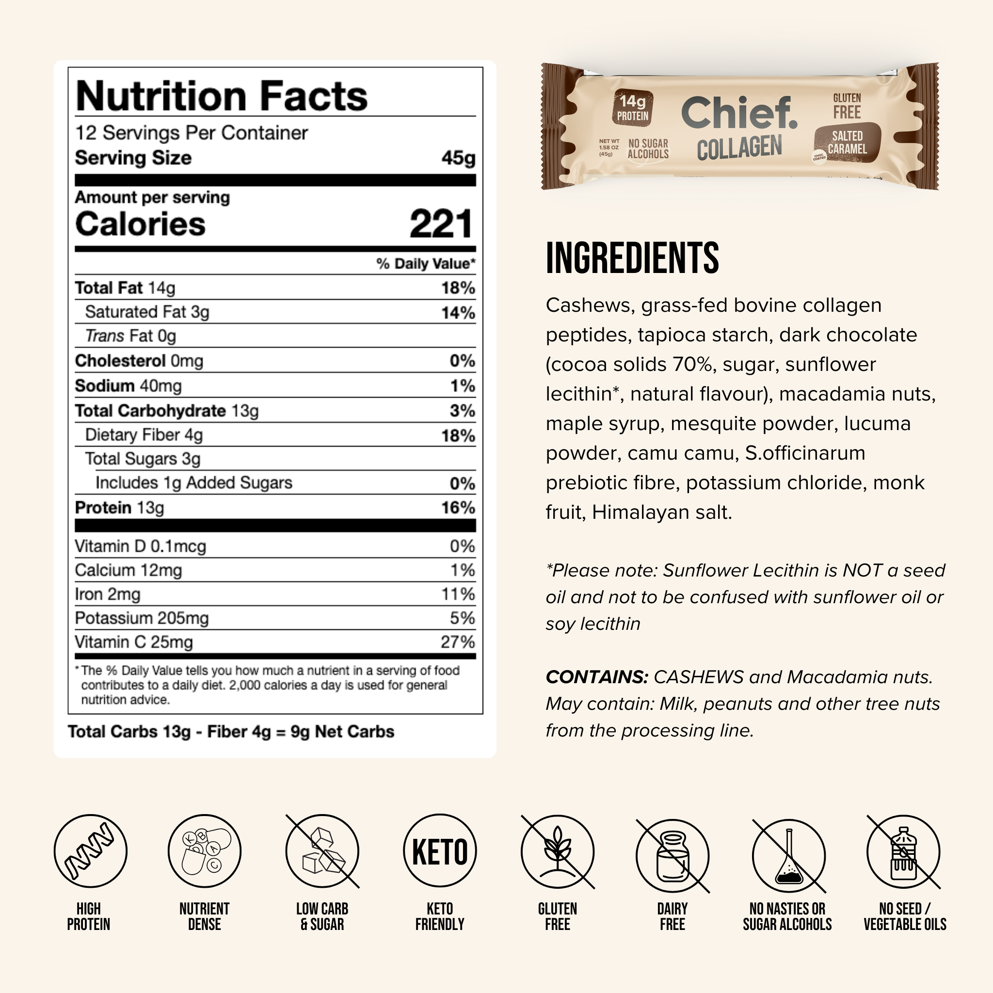 Collagen Protein Bar - Salted Caramel (12 bars)