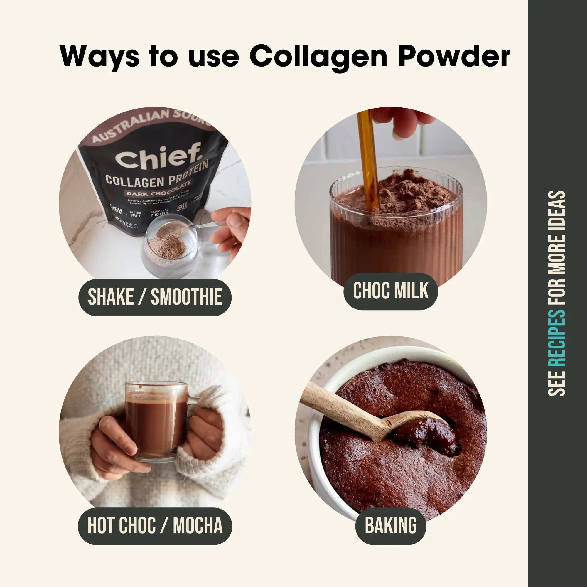 Collagen Protein Powder - Dark Chocolate (30 serves) Supplements Chief Nutrition